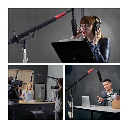 NEEWER Mic Boom Pole Support Holder with 5/8" Stud for Light Stand Boom Arm C Stand, Metal Nonslip DSLR Video Microphone Shotgun Mount Adapter, -15°/+30° Tilt, Max Load: 17.6lb/8kg, CM-NA-2 - style: CM-NA-2