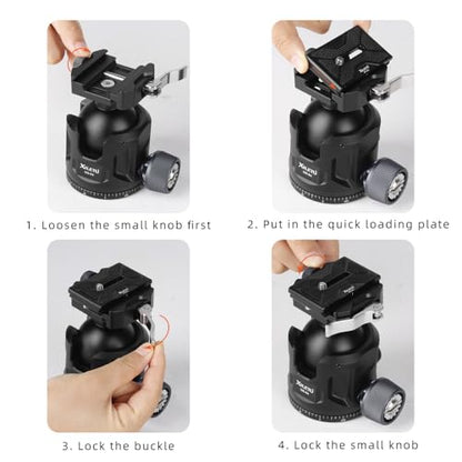 Aluminum Ball Head for Shooting Tripod 360° Panoramic Ball Head for DSLR Camera Compatible with Arca Swiss and Picatinny Maximum Load Capacity of 55lbs for Hunting and Photography (44mm) - size: 44mm