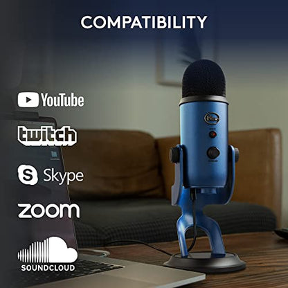 Logitech Creators Blue Yeti USB Microphone for PC, Mac, Gaming, Streaming, Podcasting, Studio and Computer Condenser Mic with Blue VO!CE Effects, 4 Pickup Patterns, Plug and Play - Midnight Blue - color: Midnight Blue