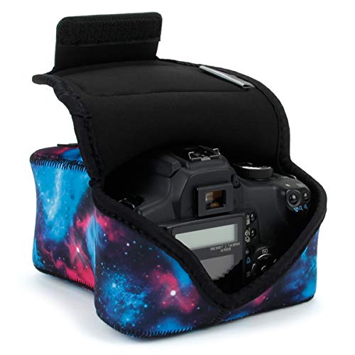 USA Gear Camera Sleeve (Medium) for Compact SLRs Compatible with Canon EOS R100 Nikon Z30 Sony ZV-E10, and more - Padded Neoprene DSLR Case with Zipper Accessory Pocket & Belt Loop (Galaxy) - color: Galaxy, size: Compact SLR
