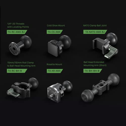 Tilta Mini Articulating Arm | Mount Camera Accessories with 1/4"-20 to 1/4"-20 (with Locating Pins) Connectors (Others Available Separately) | TA-MAA | 2 Ball Heads, 1/4-20 with Retractable Locating Pins, Aluminum, 9.9 Lb Load Capacity