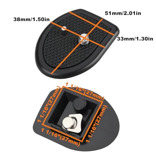 SING F LTD Tripod Quick Release Plate with 1/4" Mounting Screw 27x27mm Compatible with Amazon Basics Lightweight 50-Inch Tripod