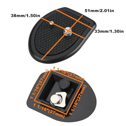 SING F LTD Tripod Quick Release Plate with 1/4" Mounting Screw 27x27mm Compatible with Amazon Basics Lightweight 50-Inch Tripod