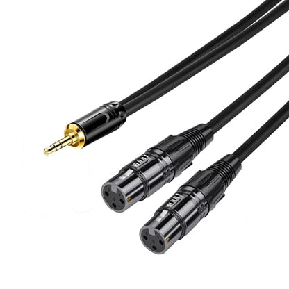 XLR to 3.5mm Adapter Cable, Dual XLR Female to .3.5mm (1/8 inch) Stereo Microphone Y-Splitter Cable Connector (3FT) Black - color: 3.5MM to 2-XLR Female Cable