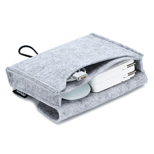 NIDOO Portable Felt Storage Bag, Electronics Accessories Protective Case Pouch for MacBook Power Adapter, Mouse, Cellphone, Cables, SSD, HDD, Power Bank, Portable External Hard Drive, Gray - color: Gray