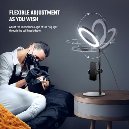 NEEWER 18W 8" Desk Ring Light with Stand, Circle Selfie Light for iPhone Streaming Makeup Video Recording, Video Conference Lighting Kit with Phone Holder for Laptop Computer Zoom Call Podcast, RH8B