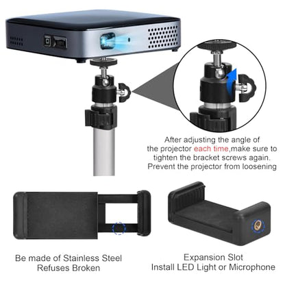 YIFMEIG Overhead Tripod for Mini Projector - Phone Holder,Camera Stand,Webcam,Stronger Support with Clip for Cookie Decorating,eaching Online Live Streaming and Showing 360° Rotation