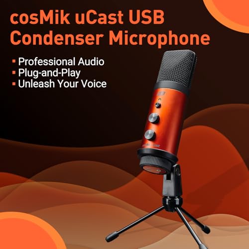 ESI cosMik uCast | USB Microphone, Cardioid Condenser Computer Microphone for Gaming, Streaming, Podcasting, 2m USB-C Cable, Mute Button, Built-in Headphone Jack, Gain Control, USB Mic for PC & Mac - style: cosMik uCast USB Microphone