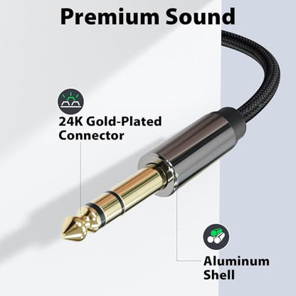 Cyberguys! 3.5mm to 1/4 Cable, TRS to TRS Stereo Audio Cord, 3.5 to 1/4" Braided Cable, Gold-Plated Connectors, Cables for Guitar, Keyboard, Digital Piano, Speaker, Mixer, Amplifier, Headphone, 16ft - size: 16ft