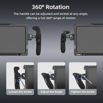 Nitze Side Handle Kit with 1/4" Screw and Retractable Locating Pins, 360° Adjustable Left and Right Side Handles for Smartphone/iPad/Monitor/Camera Cages - PA32D