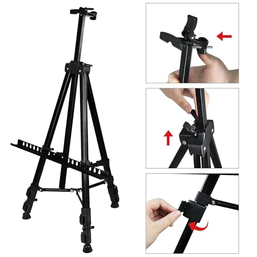 RRFTOK Art Painting Display Easel Stand,72Inches Portable Adjustable Metal Tripod with Artist Easels for Canvases Height from 22-72”for Table-Top/Floor Paint and Displaying,Black - style: 72BL 1-pack