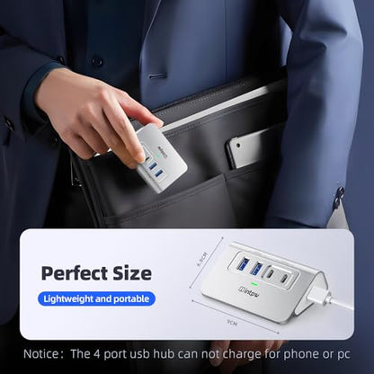 Intpw USB 3.2 Hub,Aluminum 4 Port USB Splitter 10Gbps with 2 USB C/USB A 3.2 Data Ports, 3.3ft Cable, USB HUB for PC/Laptop/Xbox/FlashDrive/Printer/Camera/Keyborad/Mouse - size: 10Gbps