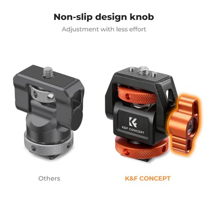 K&F CONCEPT Adjustable Camera Monitor Mount, Aluminum Camera Mount 360° Swivel 180° Tilt with Cold Shoe 1/4" Screw ARRI Anti-Twist Design for 5" & 7" Field Monitor DSLR Action Camera