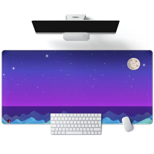Purple Large Gaming Mouse Pad Extended Kawaii Cute Desk Mat Pad Anime Mousepad XXL Night Keyboard Pad Computer Laptop Mouse Mat Office Desktop Decor Pad 31.5x15.7 in - color: Purple Pixel Art