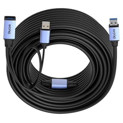 OkyLink Active USB 3.0 Extension Cable A to A, Male to Female 65ft | 20m, 3.2 Gen1, with Power Cable, 5Gbps, Plug and Play,for Professional, Industrial Printer - color: USB3.0(5Gbps), size: 65ft (20m)