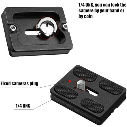 Frienda 2 Pieces Metal Quick Release Plate with 1/4''-20 Camera Screw Tripod Mount Plate Fits Standard for DSLR Camera Tripod Ball Head(Pu50,Black and Red) - color: Black and Red, style: PU50