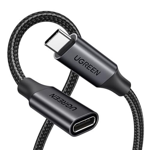 UGREEN USB C Extension Cable, (3.3Ft/10Gbps/100W), USB C Extender Nylon Type C Male to Female Cord Charging&Transfer Compatible with PSVR2/Macbook/iPad Pro/Magsafe Charger/iPhone-Black - color: Black, size: 3.3 FT