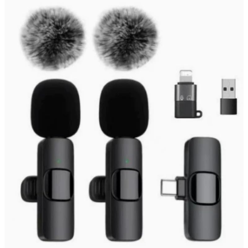 Wireless Clip-On Microphone, Plug-and-Play, Easy-to-Use Professional Wireless Microphone for Smartphones, Laptops, Omnidirectional Condenser Recording Microphone for Interviews