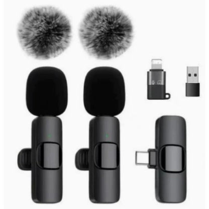 Wireless Clip-On Microphone, Plug-and-Play, Easy-to-Use Professional Wireless Microphone for Smartphones, Laptops, Omnidirectional Condenser Recording Microphone for Interviews