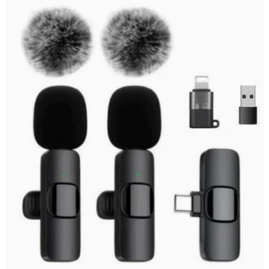 Wireless Clip-On Microphone, Plug-and-Play, Easy-to-Use Professional Wireless Microphone for Smartphones, Laptops, Omnidirectional Condenser Recording Microphone for Interviews