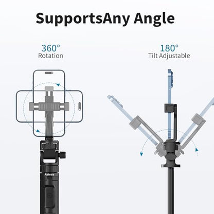 70" Selfie Stick Tripod for Gopro Action Camera, Lightweight Phone Tripod Stand with Wireless Remote & Phone Holder, Compatible with iPhone, GoPro, DJI, Insta360