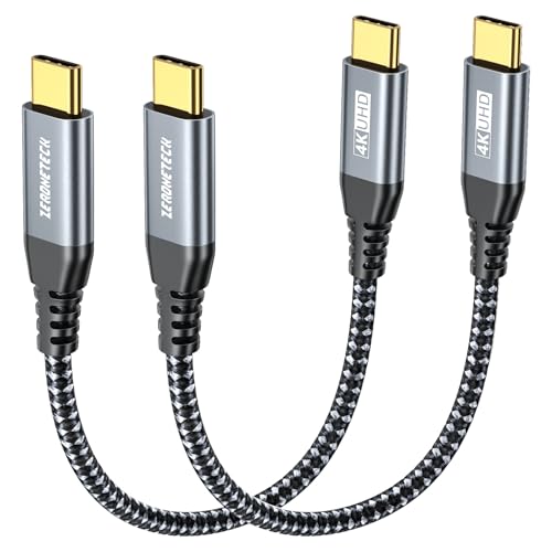 ZeroneTeck 12 inch USB C Cable [2-Pack 1FT] 20Gbps High Speed Data Transfer Cable Short, 4K@60Hz Type-C Monitor Video Output, USB C 3.2 Gen 2×2 100W PD Charging for iPhone 17,MacBook,iPad,Hub,SSD,Dock - color: Black, size: 1FT+1FT, style: Straight