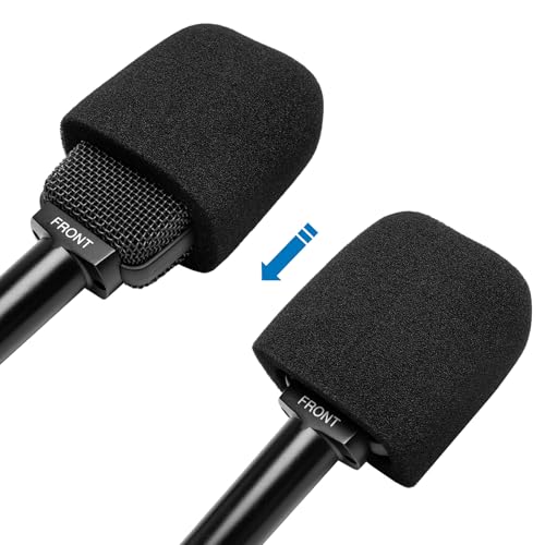 2-Pack Foam Windscreen Mic Cover Compatible with AKG C214 C314, Se Electronics X1 A, SE 4400 4100, BEHRINGER B906,SUPERLUX PRA628 Microphone, High-Density Pop Filter, Square Black