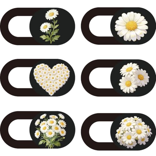 6Pcs 6 Styles Daisy Camera Cover Slide Flowers 0.04 Inch Ultra Thin Computer Camera Cover for Mini PC Phone Desktop Tablet White Daisy Plastic Durable Privacy Protectors for Home Work Use - color: Daisy-3