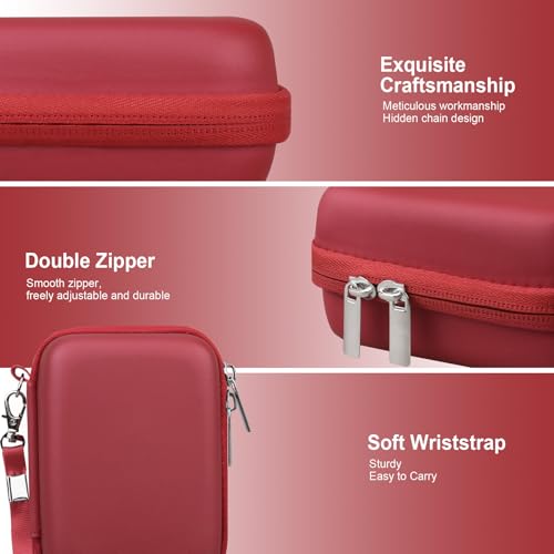 RAIALL Carrying Case for Canon PowerShot ELPH 360 HS A/IXY 650/ Canon IXUS 285 HS/Sony DSCW830/ CAMKORY/VAHOIALD Digital Camera, Vlogging Camera Travel Bag, Mesh Pocket for Batteries, Red - color: Red