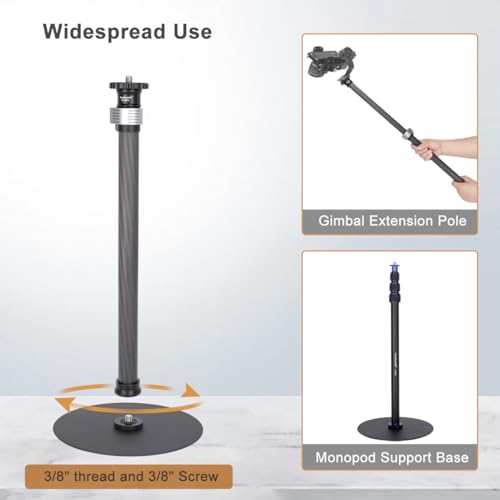 Koolehaoda Carbon Fiber Desktop Monopod Stand, 16"-28" Adjustable with Base | Heavy Duty Table Mount Extension Rod, for DSLR Camera, Webcam, Light, Live Streaming & Vlogging, Stable Base, Lightweight