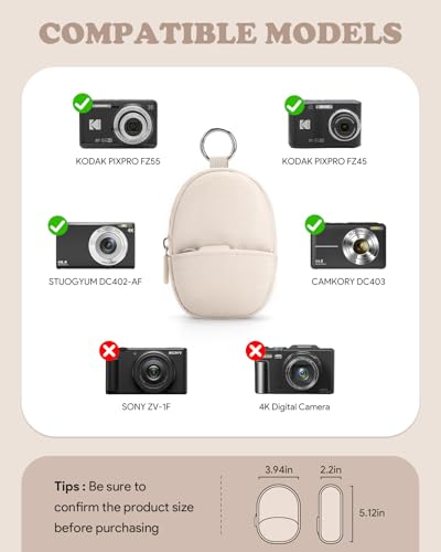 Soft Camera Case Compatible With Kodak Pixpro FZ45 FZ55 & Camkory FHD 1080p,Lightweight Digital Camera Carrying Case With Extra SD Cards Storage, Protective Travel Bag - Perfect Gifts, Beige - color: Beige