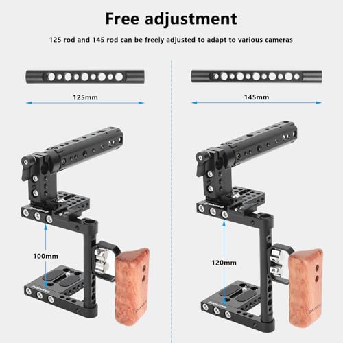 CAMVATE DSLR Camera Cage Top Handle Wood Grip Compatible for Sony Panasonnic