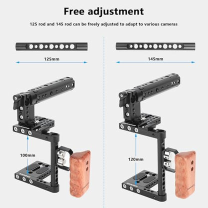 CAMVATE DSLR Camera Cage Top Handle Wood Grip Compatible for Sony Panasonnic