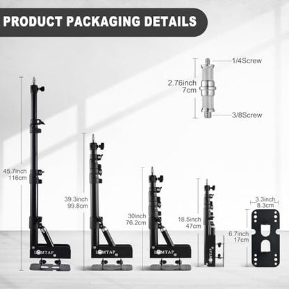 LOMTAP Ring Light Wall Mount Adjustable 45.7" Boom Arm Stand for Photography Lighting Studio, Camera Triangle Wall Mount, Sturdy Alloy Support for Salon, Tatto Light, Barber Shop, Strobe