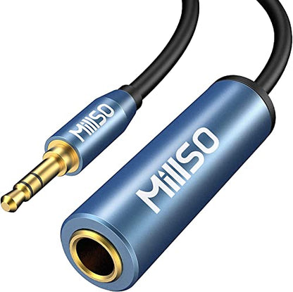 MillSO 1/4 to 3.5mm Headphone Adapter, 16 Feet TRS 6.35mm Female to 3.5mm Male 1/8 to 1/4 Stereo Audio Jack Adapter for Amplifiers, Guitar amp, Piano, Home Theater Devices, Phone, Laptop, Headphones - color: Blue, size: 16 FT