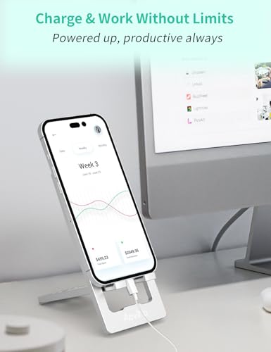 Aoviho Phone Stand for Desk, Ultra-Thin Foldable Aluminum Phone Holder, Portable Travel & Office Cell Phone Stand Compatible with iPhone 17 16 15 14 13 12 Pro Max, Fits 3.7"-7" Devices, Silver - color: Silver