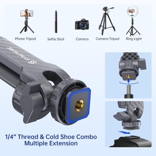 SYNCWIRE Tripod Phone Mount, Universal Smartphone Mount Adapter with 2 Cold Shoe and 1/4" Screw, 360° Rotates and 180° Tilts Adjustable Cell Phone Clamp Holder for Enhancing Mobile Photography Setup - color: Gunmetal Gray