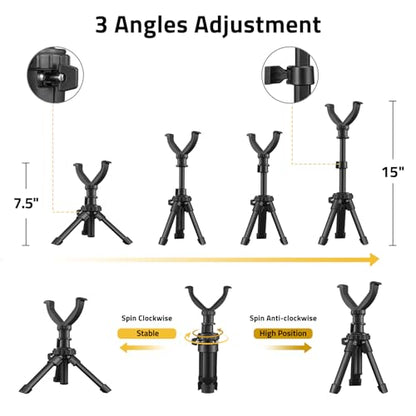 CVLIFE Shooting Rest Tripod - Adjustable Height, 360 Degree Rotation, V Yoke Stand - Portable Rifle Rest for Target Shooting, Hunting and Outdoor Activities - size: 7.5-15"