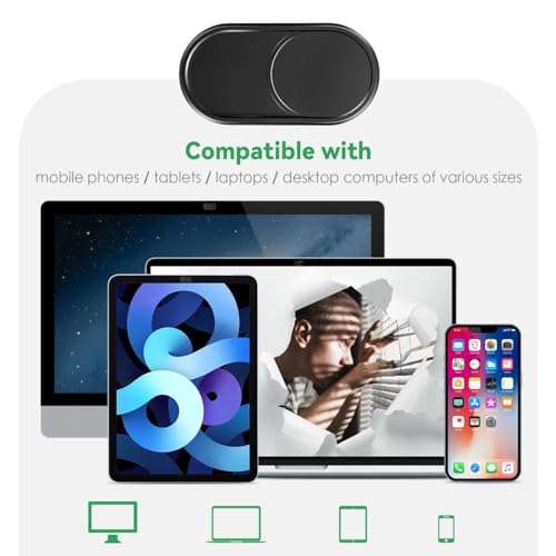 CloudValley Webcam Slider + Adjustable Laptop Magnetic Phone Holder Bundled Items (Black)
