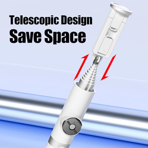 Selfie Stick Tripod Portable Extendable Cell Phone Stand with Detachable Mini Ring Light Phone Tripod Stand with Bluetooth Remote for iPhone Android for Vlogging/Travel/Live Streaming (White) - color: White