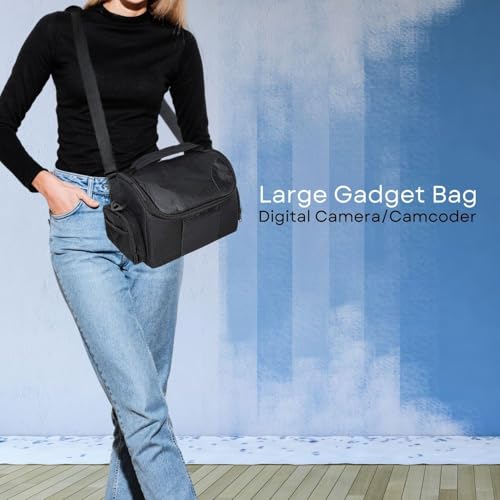 Large Digital Camera / Video Padded Carrying Bag / Case for Nikon, Sony, Pentax, Olympus Panasonic, Samsung, and Canon DSLR Cameras + eCostConnection Microfiber Cloth - style: Large