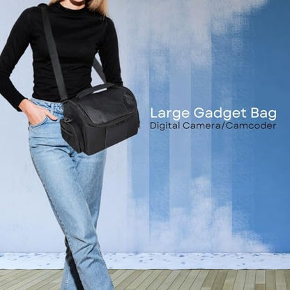 Large Digital Camera / Video Padded Carrying Bag / Case for Nikon, Sony, Pentax, Olympus Panasonic, Samsung, and Canon DSLR Cameras + eCostConnection Microfiber Cloth - style: Large