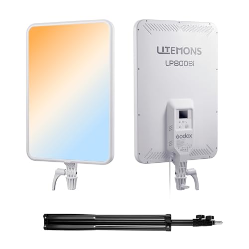 Godox LP800Bi LED Panel Video Light, 85W Bicolor Studio Soft Light, 2800K-6500K 11FX Effects APP Control, Fanless Silent Design for Livestreaming, Vlogging, Video Recording