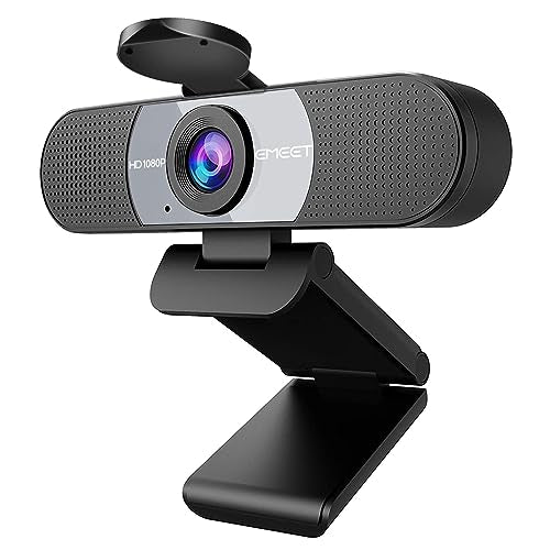 EMEET 1080P Webcam, C960 Web Camera with 2 Noise-Cancelling Microphones & Privacy Cover, 90° FOV Computer Camera, Plug & Play USB Webcam for Calls/Conference, Zoom/Skype/YouTube, Laptop/Desktop, Grey - style: 1080P Grey