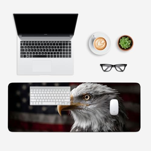 Mouse Pad, Large Anti-Slip with Stitched Edges Desk Mat Desktop Laptop Computer Desk Keyboard Mat,Table Protector Blotter Mat (Eagle, 31.5" x 11.8") - color: Eagle, size: 31.5" x 11.8"