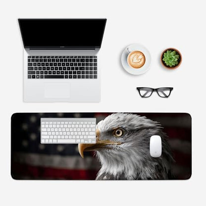Mouse Pad, Large Anti-Slip with Stitched Edges Desk Mat Desktop Laptop Computer Desk Keyboard Mat,Table Protector Blotter Mat (Eagle, 31.5" x 11.8") - color: Eagle, size: 31.5" x 11.8"