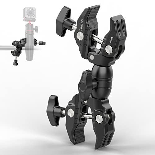 ULANZI Super Clamp Double Camera Clamp, R096 Crab Plier Clip Bracket Mount Monitor Magic Arm Double Ball Head Adapter for Photo Studio Light Stand, Photography Reflector, Photo Boom Stand, Cross Bars