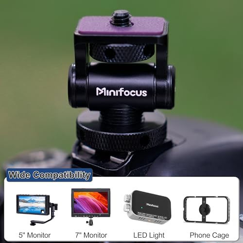 MINIFOCUS Camera Monitor Mount with Cold Shoe, 1/4" Screw for 5" & 7" Field Monitor, Swivel 360° and Tilt 160° Holder for Camera Phone Cage LED Video Light - style: S1111