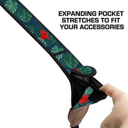 USA Gear TrueSHOT Camera Strap Neoprene Camera Straps - Padded Neck Strap, Pockets, and Quick Release Buckles - Compatible with Canon, Nikon, Sony and More DSLR and Mirrorless Cameras (Tropical) - color: Tropical