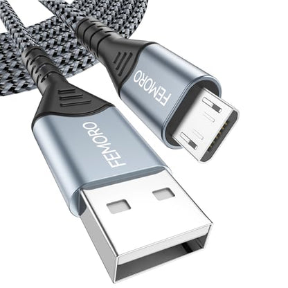 FEMORO USB to Micro USB Cable 10 ft Long 12W Charging & 480Mbps Data Transfer, MicroUSB Charger Cord for PS4 Xbox Old Android Phone Kindle Raspberry Pi 3 and More - size: 10 Feet